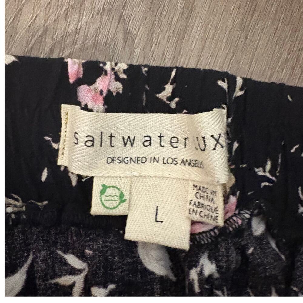 Saltwater Luxe Skirt Black Pink Floral High Slit Midi Maxi Size L Grannycore Y2K - Picture 2 of 8